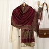 Jacquard Floral Print Tassel Scarf Wrap for Women