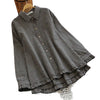 Spring Plaid Ruffled Hem Long Sleeve Women's Cotton Shirt
