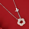 Sterling Silver Butterfly Hetian Jade Flower Necklace