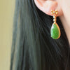 Waterdrop Green Jasper Copper Plated Balance Earrings