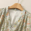 Floral Print Linen Blend Maxi Dress with Drawstring Waist