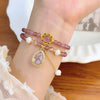 Strawberry Quartz Double Wrap Bracelet with Butterfly or Glass Drop Charm