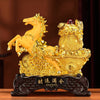 Gold-Tone Horse and Wealth Tree Statue