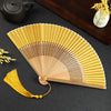 Cranes Auspicious Clouds Solid Color Gradient Handheld Bamboo Folding Fan