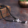 Black Agate White Chalcedony 108 Bead Bracelet with Gourd Charm