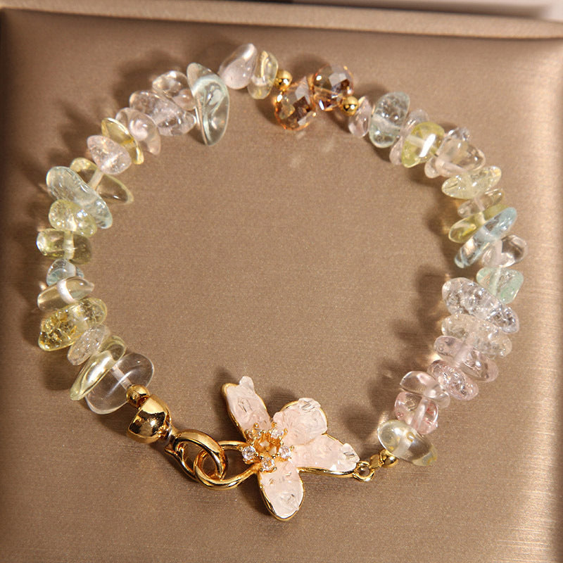 Amethyst Flower Bracelet with Irregular Gravel Crystal Beads