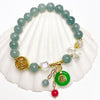Strawberry Quartz and Jade Bracelet with Fortune Charm