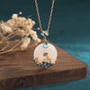 Gold-Tone Imitation Jade Peace Buckle Necklace, Chinese Style Pendant