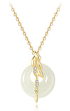 Sterling Silver Jade Pendant Necklace with Fox Motif
