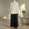 Women's Meditation Cloth Set: V-Neck Top and Wide Leg Pants