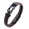 Endless Knot Braided Leather Bracelet with Adjustable Buckle
