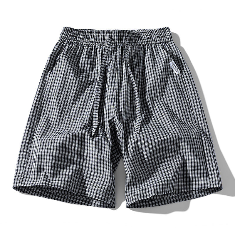 Men's Cotton Plaid Drawstring Shorts