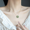 Silver Plated Gold Hetian Jade Peace Buckle Necklace Pendant