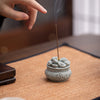 Carved Sandstone Incense Burner with Cat or Ingot Motif