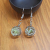 Dried Flower Glass Earrings, Handmade Floral Drop Jewelry