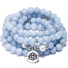 108 Mala Beads Bracelet Aquamarine Amazonite Red Agate Tiger Eye