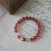 Strawberry Quartz Flower Bracelet with White Agate