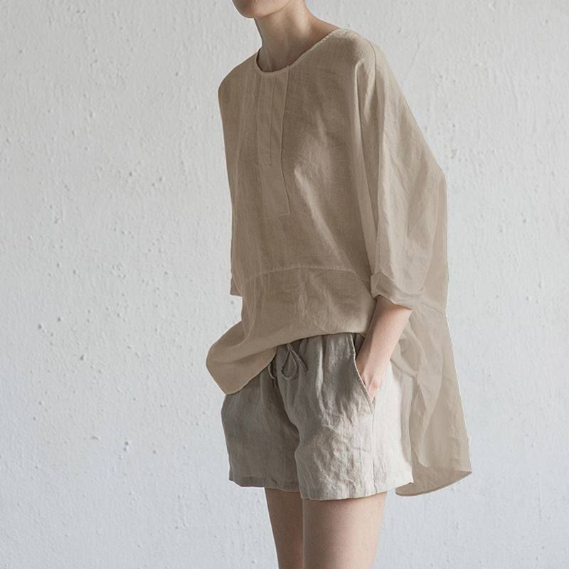 Women's T-Shirt Summer Casual Plain Half Sleeve Crew Neck Side Slit
