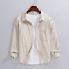 Men's Long Sleeve Linen Shirt Turn-down Collar Cotton Blend Casual Top