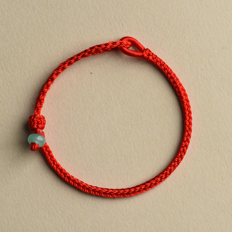 Red String Balance Bracelet with Jade Bead