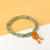 Natural Green Aventurine Bamboo Bracelet with Lotus Charm