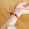 Citrine Red Agate Silver Bead Bracelet