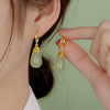 Teardrop Stone Earrings with Gold-Tone Copper Posts