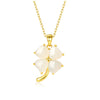 Four Leaf Clover Necklace with Hetian Jade and Sterling Silver