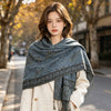Jacquard Cashew Flower Pattern Tassel Shawl, Retro Ethnic Style Wrap
