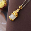 Jade PiXiu Balance Necklace with Gold-Tone Chain