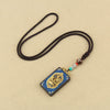 Tibetan Thangka Pendant Necklace, Ebony Wood Rope