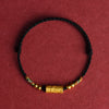 Gold-Plated Lulutong Red String Bracelet, Woven Cord with Mantra Bead