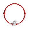 A braided rope bracelet with a silver horse charm and small coin beads