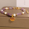 Bamboo Segment Crystal Bracelet with Pearl