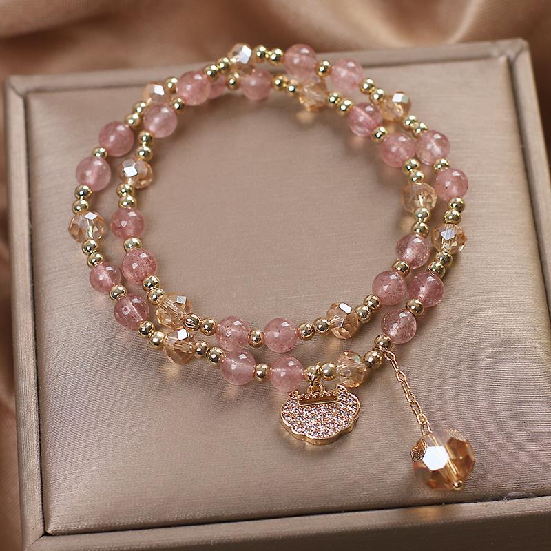 Multi-Color Crystal Wrap Bracelet with Charm