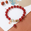 Red Agate Bracelet with Jade and Enamel Charm