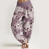 Women's Harem Pants Cotton Digital Print Elastic Waist Yoga Lounge Trousers