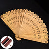 Carved Wood Folding Fan with Openwork Design