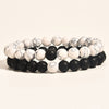 Crown Charm Couple Bracelet Set with Stone Beads