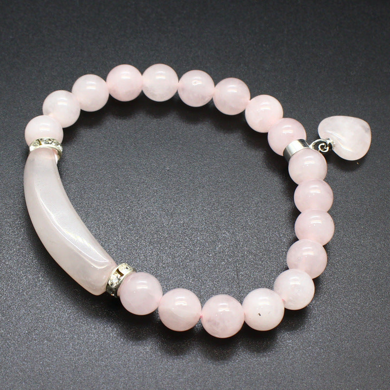 Heart Pendant Crystal Bracelet - Amethyst, Rose Quartz & More