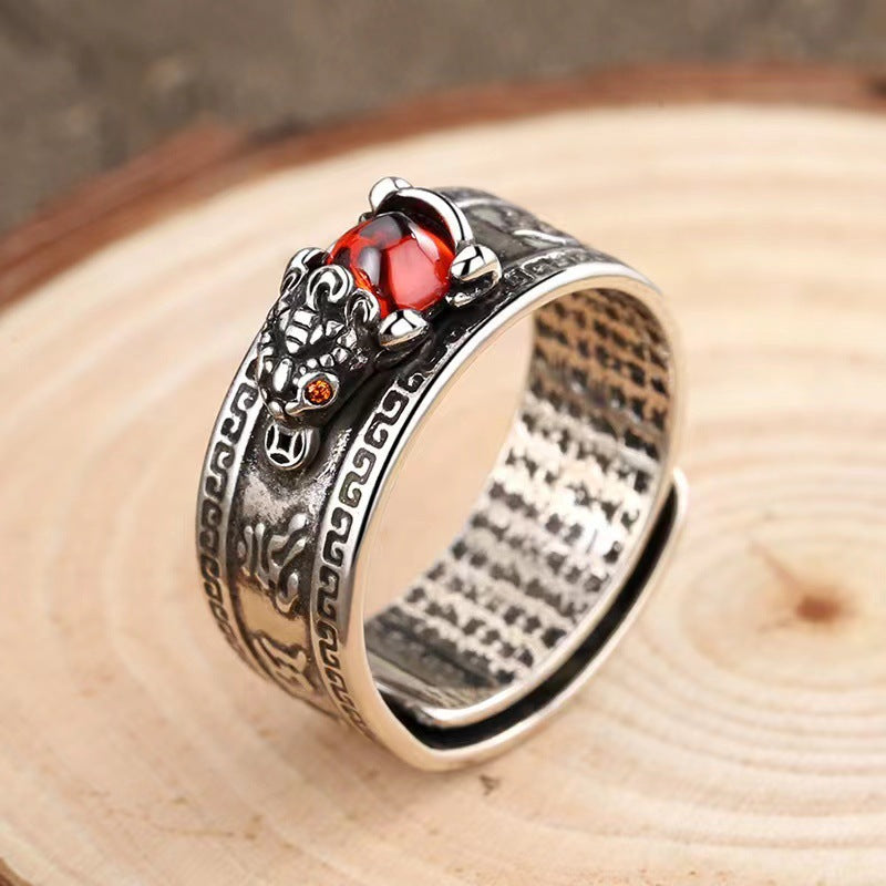 Red PiXiu Wealth Ring Adjustable Vintage Style