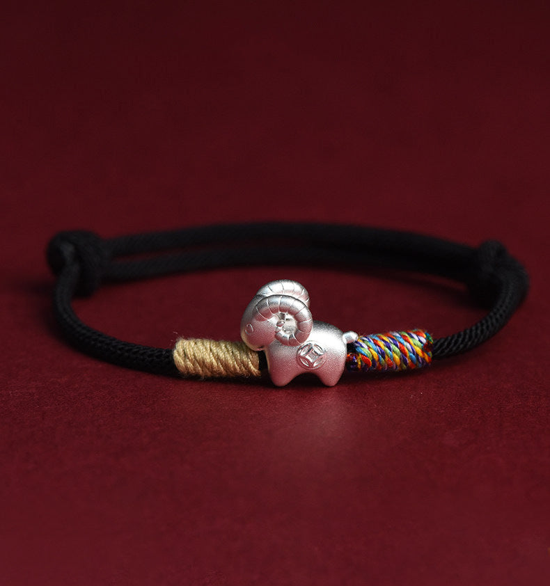 Sheep Zodiac Red String Bracelet with Gold-Tone Charm