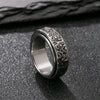 Rotatable Stainless Steel Ring with Carved Motifs