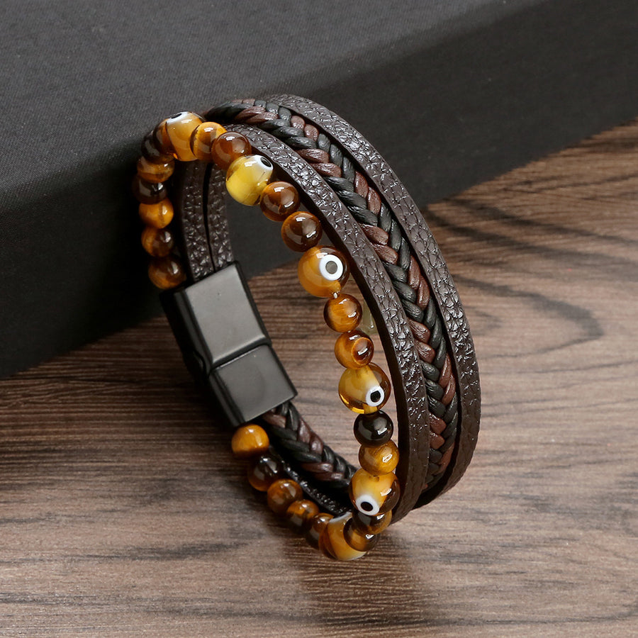 Evil Eye Protection Beaded Multilayered Braided Bracelet