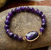 Natural Labradorite and Amethyst Beaded Bracelet