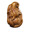 Green Sandalwood Nine Tailed Fox Carving
