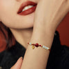 Red Cinnabar Lotus Bracelet with White Beads