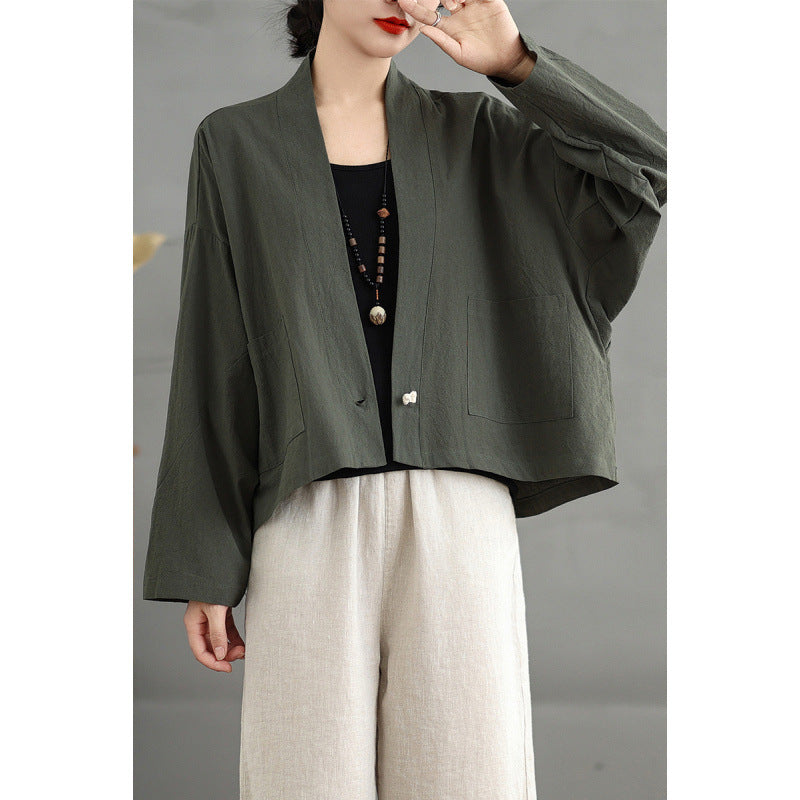 Women's Vintage Cotton Linen Kimono Jacket