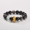 Dragon Bracelet with Silver-tone Obsidian and Green Phantom
