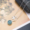925 Sterling Silver Aquamarine Leaf Flower Earrings Necklace
